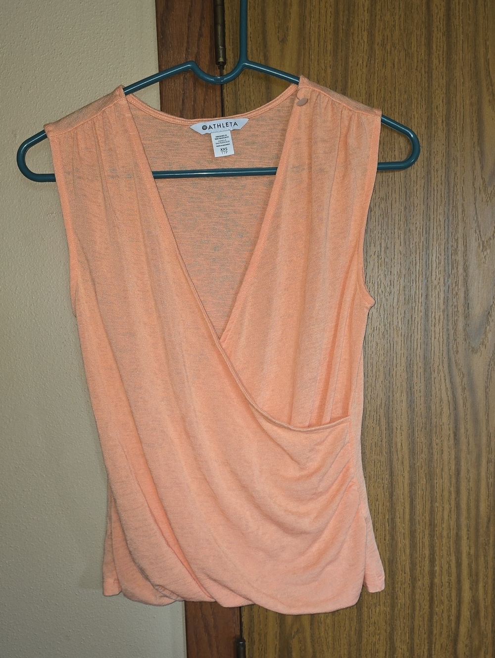 Athleta Peach Wrap-Style Sleeveless V-Neck Tank